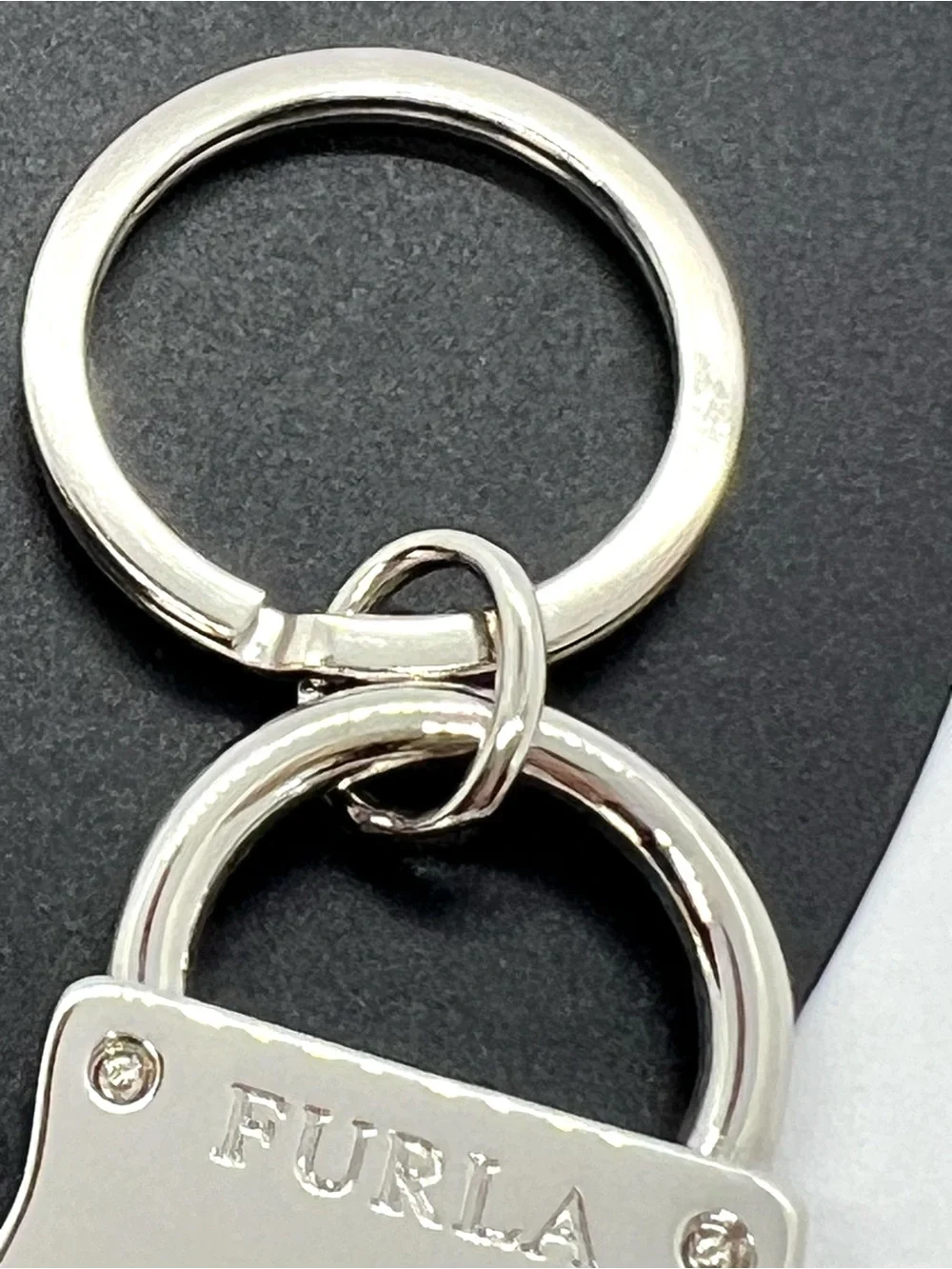 Furla 30th Anniversary 2007 Padlock Crystal Silver Tone Keychain Bag Charm